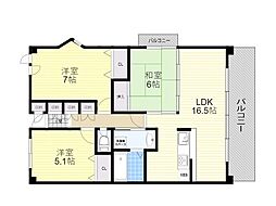 CRESCENTE千里中央 3LDKの間取図画像