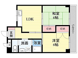 サンローゼうねの 2LDKの間取図画像