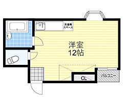 メゾンド服部豊 ワンルームの間取図画像