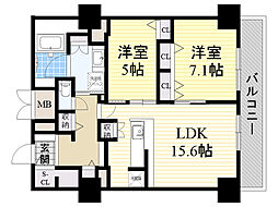 グランセジュール江坂パーカー江坂ビル 2LDKの間取図画像