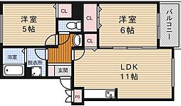 セゾンエスポワール2 2LDKの間取図画像