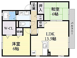 シェーンハイムC 2LDKの間取図画像