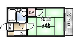 サンシャトー粟生間谷 1Kの間取図画像