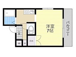 ギャレ蛍池 1Kの間取図画像