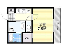 REGIES柴原阪大前2 1Kの間取図画像