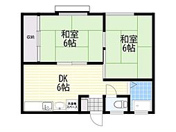 ハイツクリア 2DKの間取図画像