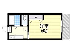 宮山ハイツ ワンルームの間取図画像