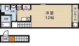 アプリコット ワンルームの間取図画像
