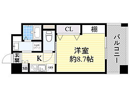 ラフィネ豊中南 1Kの間取図画像