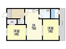 ロイヤル旭丘 2DKの間取図画像