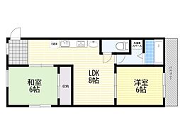 ロイヤル旭丘 2LDKの間取図画像