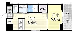 ニッケノーブルハイツ江坂 1DKの間取図画像