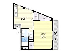 ヴィラ豊中 1LDKの間取図画像