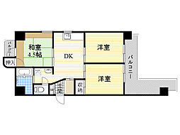 第2ユーロハイツ東豊中 3DKの間取図画像