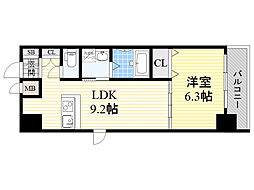 フローレンス江坂 1LDKの間取図画像