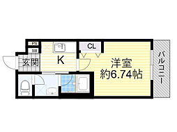 ウェルスクエア池田井口堂 1Kの間取図画像