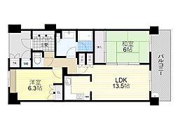 ジオ千里桃山台4番館 2LDKの間取図画像