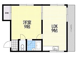 アイランド岡町 1LDKの間取図画像