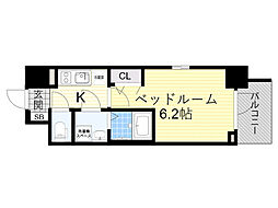エスリードレジデンス大阪グランノース1 1Kの間取図画像
