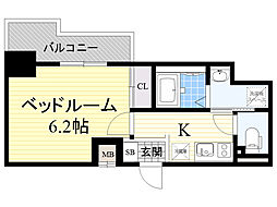 ディームス新大阪 1Kの間取図画像