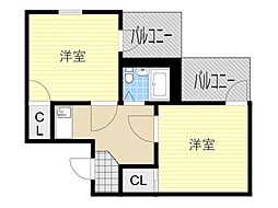 アメニティー新大阪四番館 2Kの間取図画像