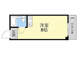 フロントリバー豊中 ワンルームの間取図画像
