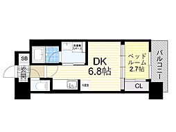 大阪市淀川区西宮原2丁目マンション 1DKの間取図画像