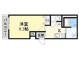 フジパレス蛍池北町 1Kの間取図画像