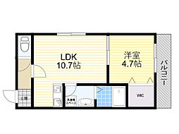 スクエアプレイス豊中 1LDKの間取図画像