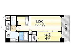 サンセール江坂 1LDKの間取図画像