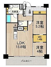 セノアタワー新大阪 10階2LDKの間取り