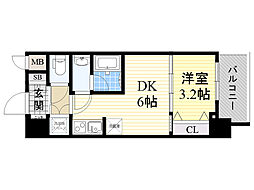 COMFORIA江坂広芝町 1DKの間取図画像