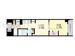 シティカレント新大阪 1LDKの間取図画像