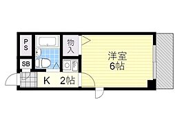 ロイヤルメゾン石橋 1Kの間取図画像