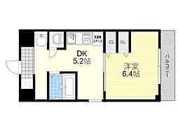 第6関根マンション 8階1DKの間取り