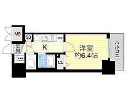 プレサンス新大阪クレスタ 1Kの間取図画像