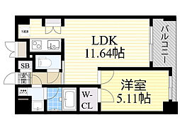 ノルデンハイム江坂 1LDKの間取図画像