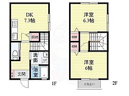 フェリーチェヒルB 2DKの間取図画像