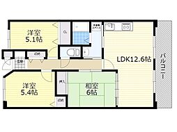 ルミエール多田 2SLDKの間取図画像