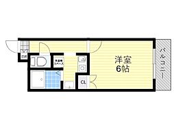 サンワード浜 1Kの間取図画像