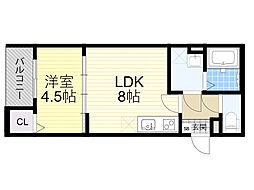 ロワジール城山町 1LDKの間取図画像