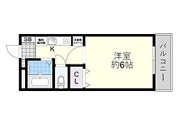 コムズハウス千里中央 1Kの間取図画像