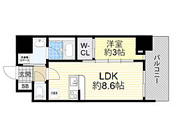 大阪市淀川区西宮原1丁目マンション 1LDKの間取図画像