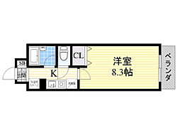グレイス丸萬 1Kの間取図画像