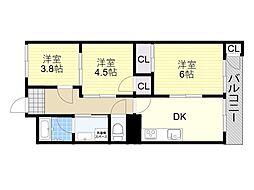 第2尾形マンション 3DKの間取図画像