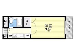 リバティハイツ 1Kの間取図画像