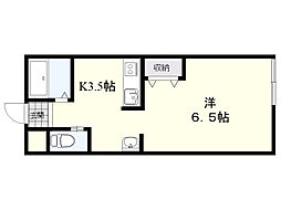 フェリーチェヒルC 1Kの間取図画像