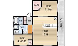 フジコーポ 2LDKの間取図画像