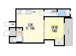 クリエオーレ豊南町南 1LDKの間取図画像