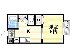 ジュネスハイム仲辻 1Kの間取図画像